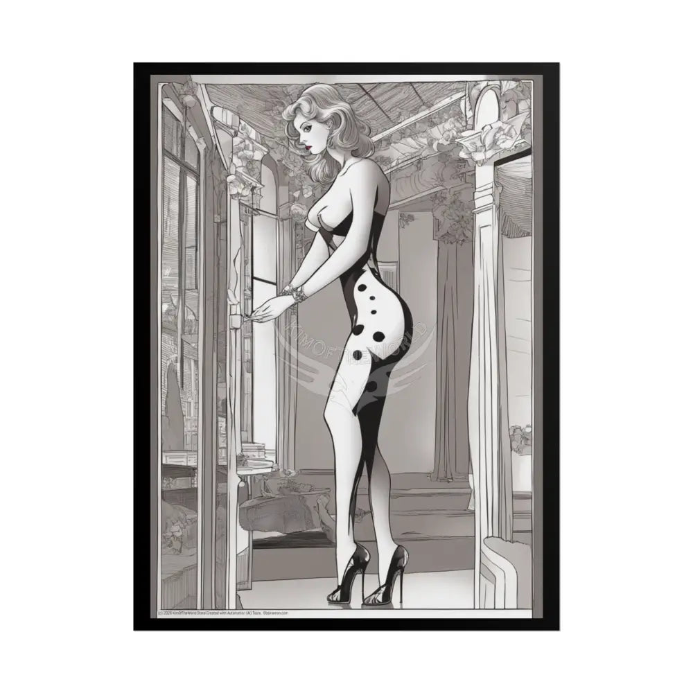 Vintage Sheer Street Fashion Tall Girlfriend Giantess Girl Rolled Posters — Subtle AI Girl Wall Art 18″ x 24″