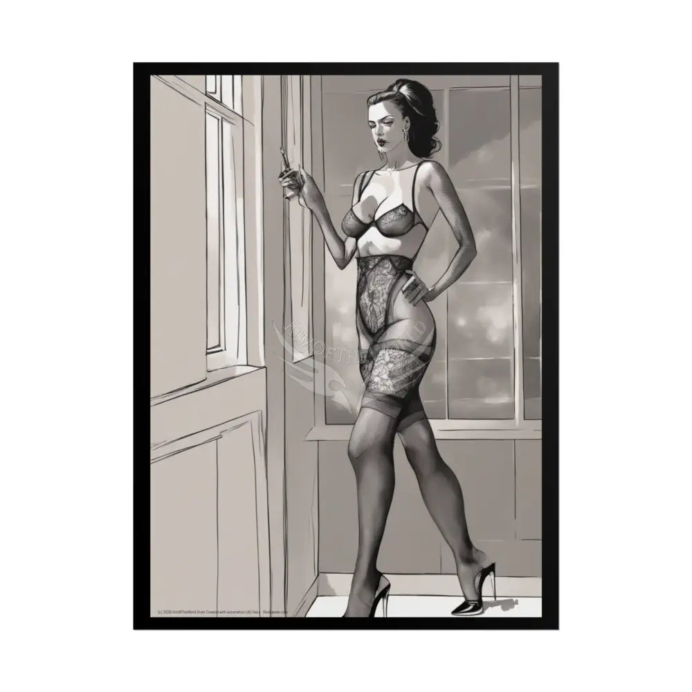 Vintage Sheer Street Fashion Tall Girlfriend Giantess Girl Rolled Posters — Subtle AI Girl Wall Art 18″ x 24″