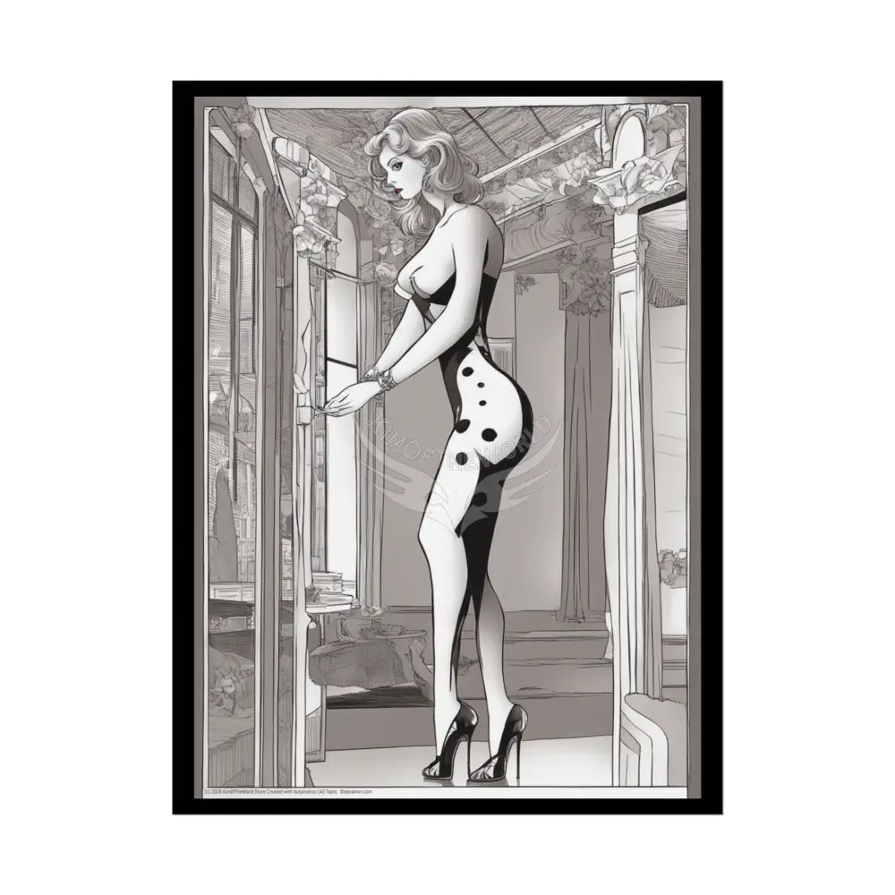 Vintage Sheer Street Fashion Tall Girlfriend Giantess Girl Rolled Posters — Subtle AI Girl Wall Art 18″ x 24″