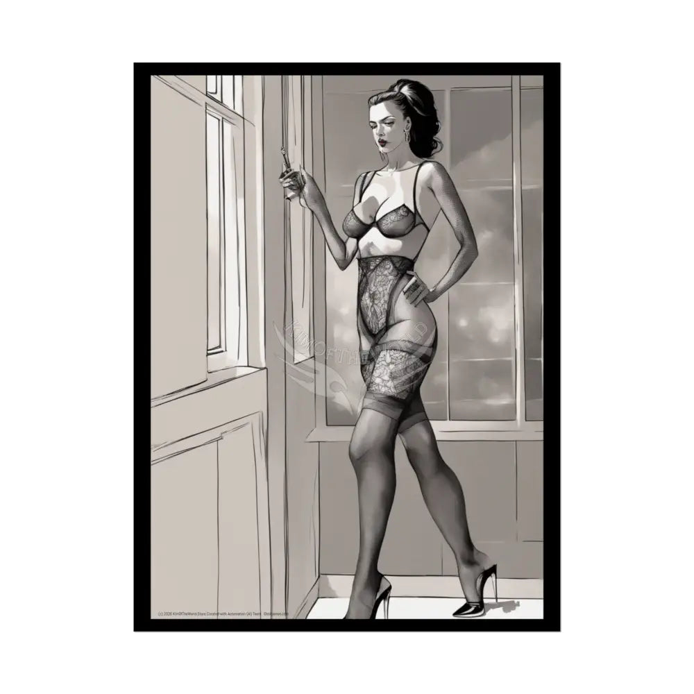 Vintage Sheer Street Fashion Tall Girlfriend Giantess Girl Rolled Posters — Subtle AI Girl Wall Art 18″ x 24″