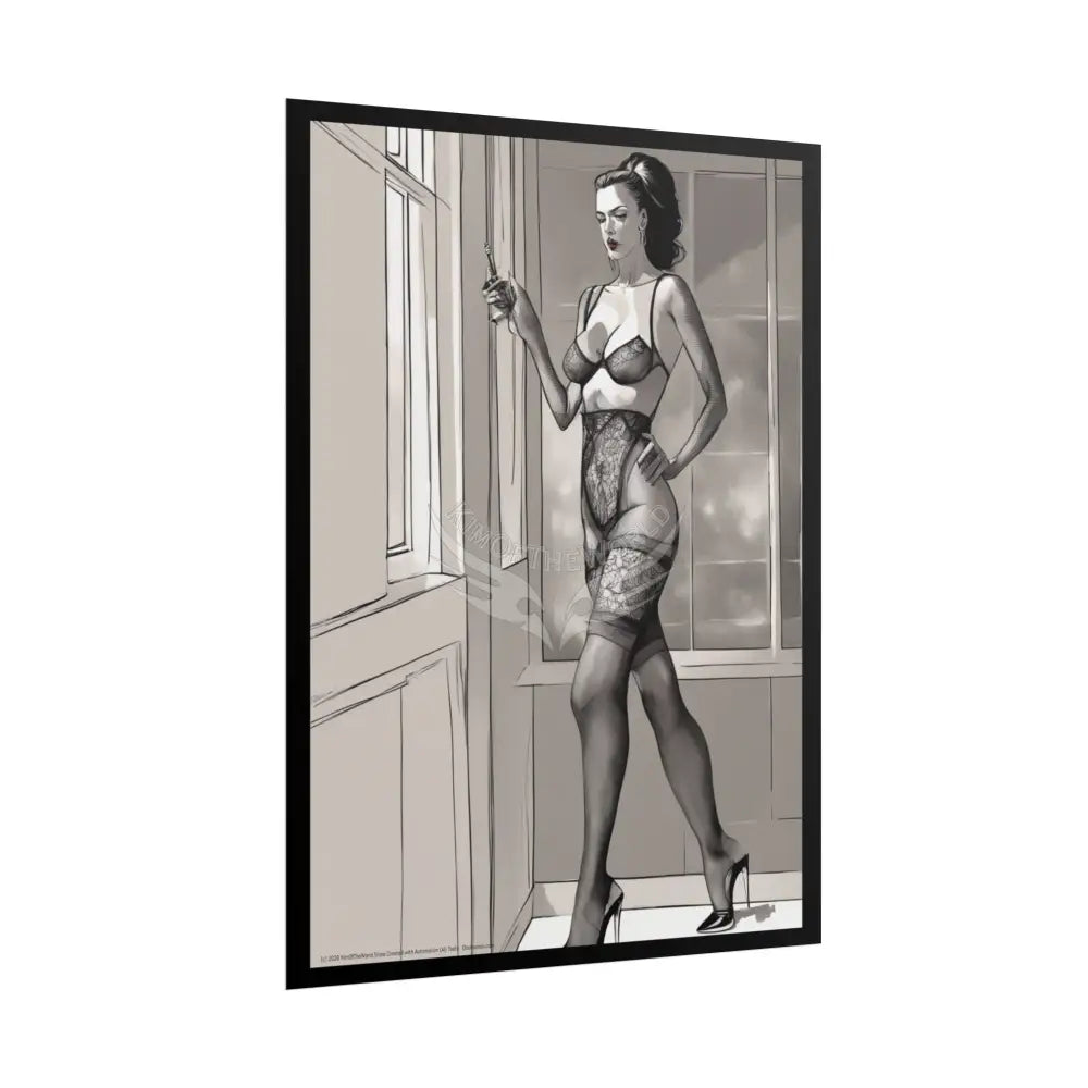 Vintage Sheer Street Fashion Tall Girlfriend Giantess Girl Rolled Posters — Subtle AI Girl Wall Art Poster