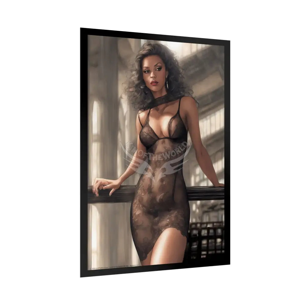 Vintage Sheer Street Fashion Tall Girlfriend Giantess Girl Rolled Posters — Subtle AI Girl Wall Art Poster