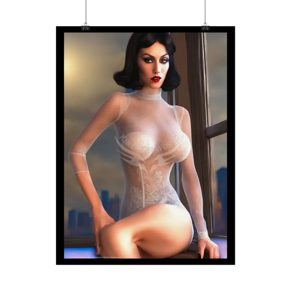 Vintage Sheer Street Fashion Tall Girlfriend Giantess Girl Rolled Posters — Subtle AI Girl Wall Art Poster