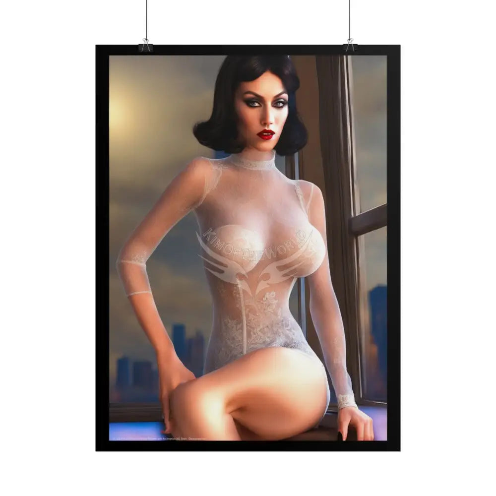 Vintage Sheer Street Fashion Tall Girlfriend Giantess Girl Rolled Posters — Subtle AI Girl Wall Art Poster