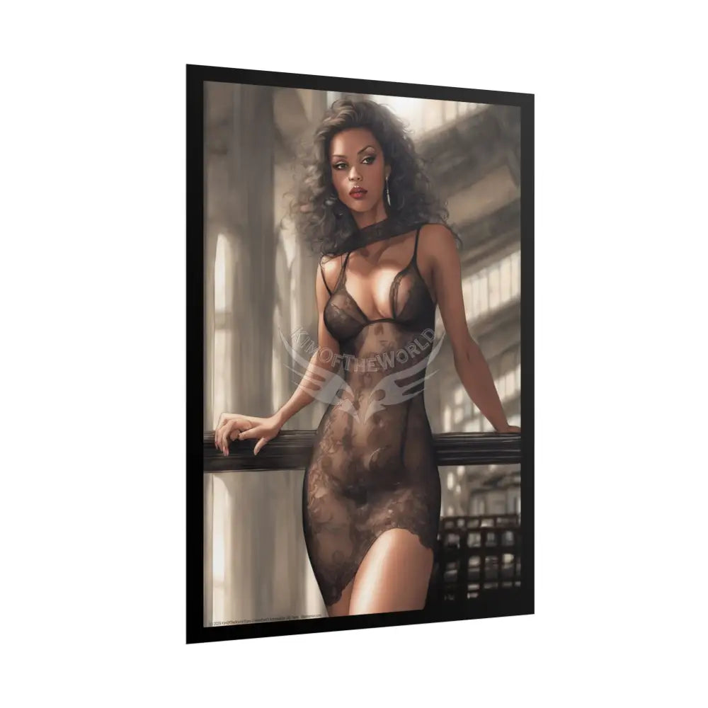 Vintage Sheer Street Fashion Tall Girlfriend Giantess Girl Rolled Posters — Subtle AI Girl Wall Art Poster