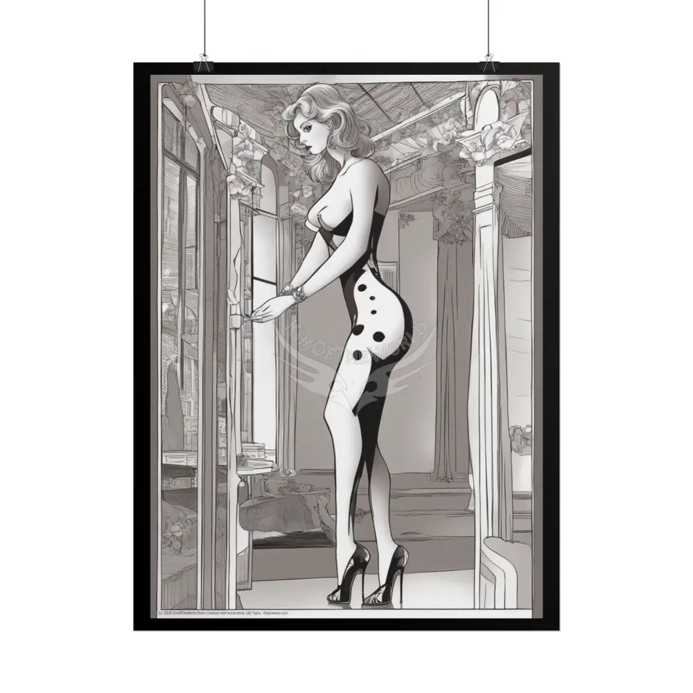 Vintage Sheer Street Fashion Tall Girlfriend Giantess Girl Rolled Posters — Subtle AI Girl Wall Art Poster