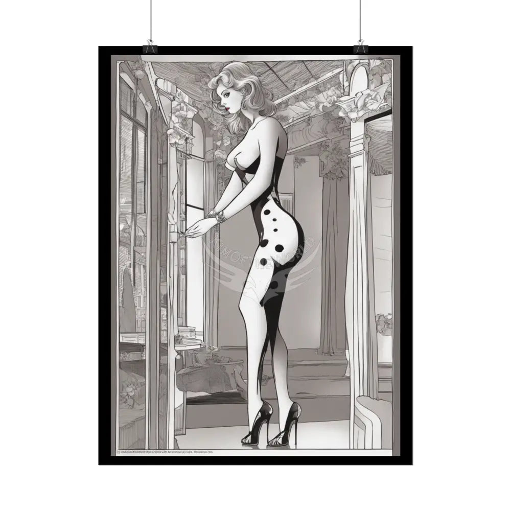 Vintage Sheer Street Fashion Tall Girlfriend Giantess Girl Rolled Posters — Subtle AI Girl Wall Art Poster