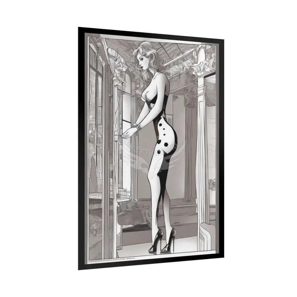 Vintage Sheer Street Fashion Tall Girlfriend Giantess Girl Rolled Posters — Subtle AI Girl Wall Art Poster