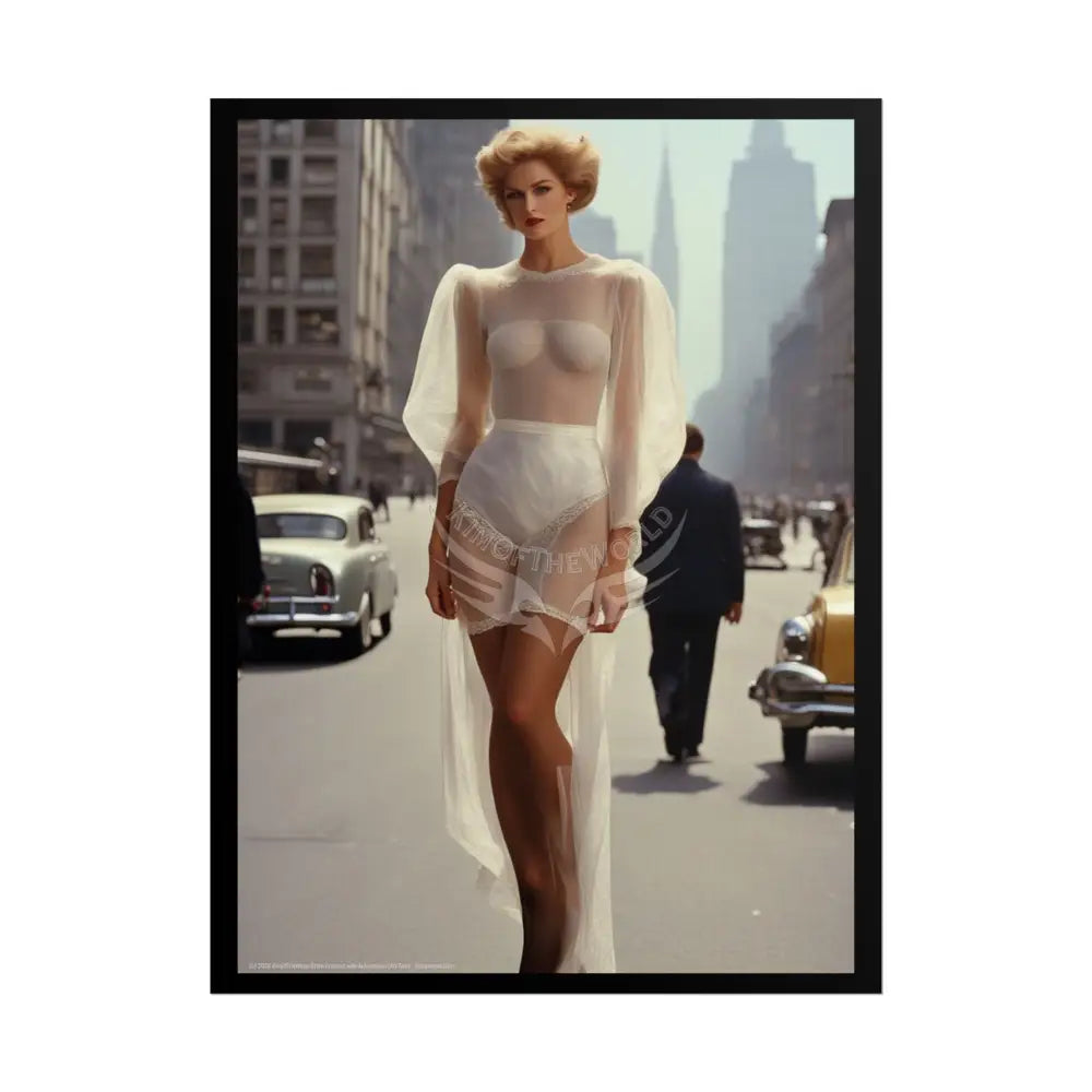 Vintage Sheer Street Fashion Tall Girlfriend Giantess Girl Rolled Posters — Subtle Girl Wall Art 18″ x 24″ (Vertical)
