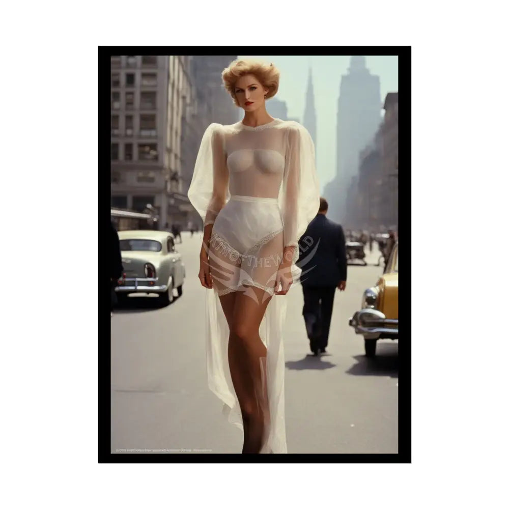 Vintage Sheer Street Fashion Tall Girlfriend Giantess Girl Rolled Posters — Subtle Girl Wall Art 18″ x 24″ (Vertical)