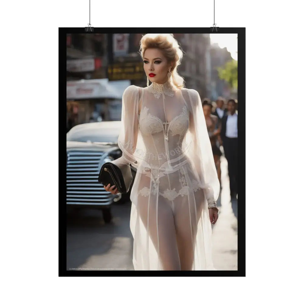 Vintage Sheer Street Fashion Tall Girlfriend Giantess Girl Rolled Posters — Subtle Girl Wall Art Poster