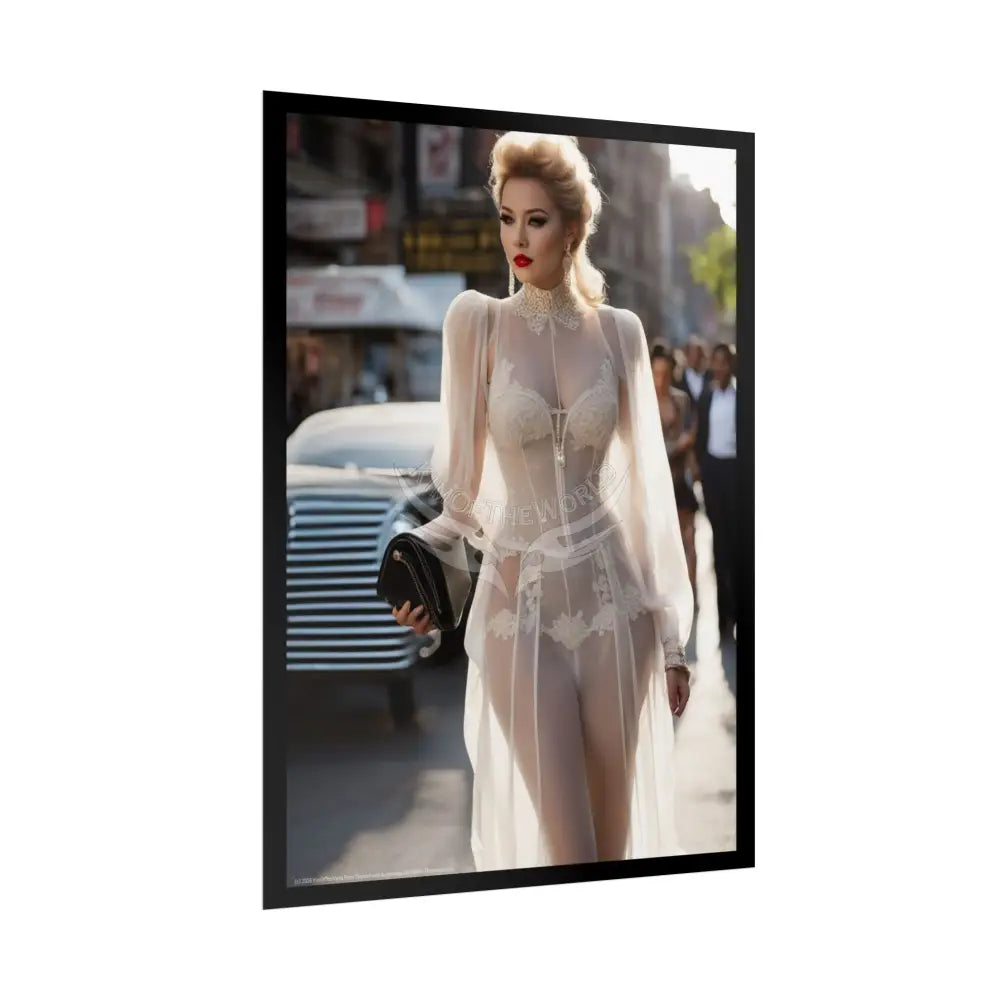 Vintage Sheer Street Fashion Tall Girlfriend Giantess Girl Rolled Posters — Subtle Girl Wall Art Poster