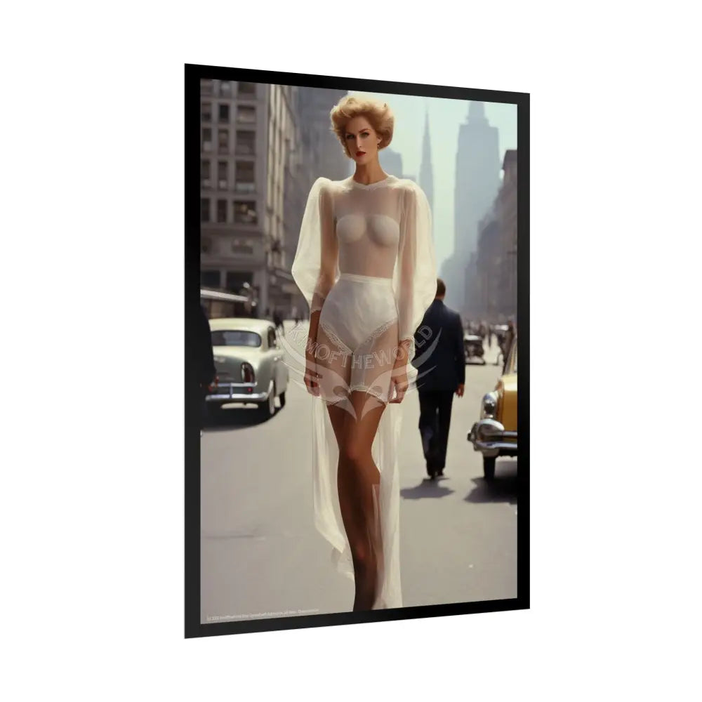 Vintage Sheer Street Fashion Tall Girlfriend Giantess Girl Rolled Posters — Subtle Girl Wall Art Poster