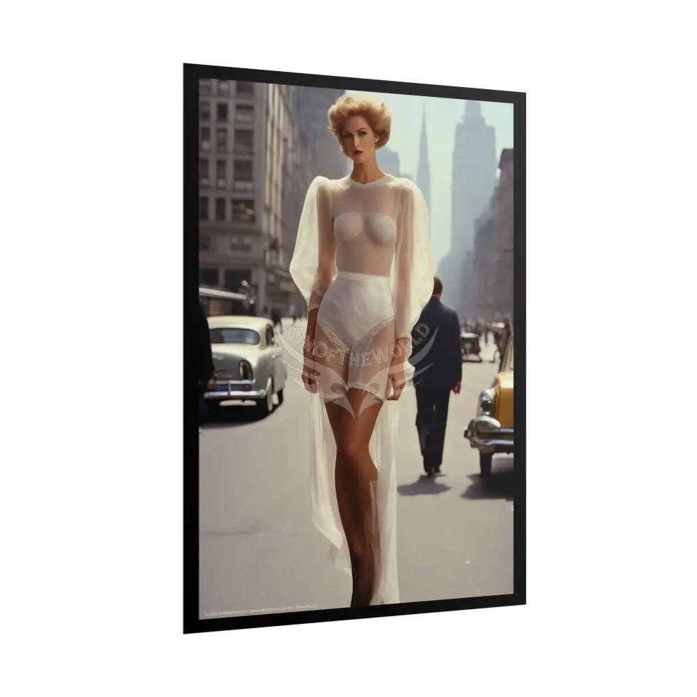 Vintage Sheer Street Fashion Tall Girlfriend Giantess Girl Rolled Posters — Subtle Girl Wall Art Poster