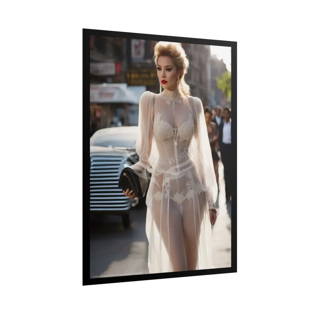 Vintage Sheer Street Fashion Tall Girlfriend Giantess Girl Rolled Posters — Subtle Girl Wall Art Poster