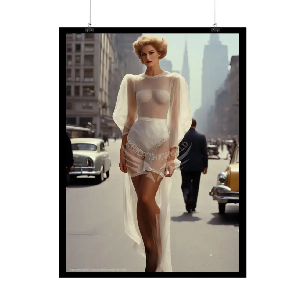 Vintage Sheer Street Fashion Tall Girlfriend Giantess Girl Rolled Posters — Subtle Girl Wall Art Poster