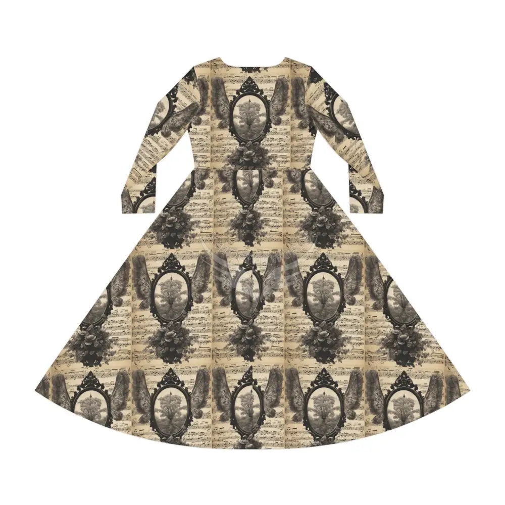 Vintage Sheet Music Wallpaper Print Dress – Women’s Long Sleeve AOP L All Over Prints