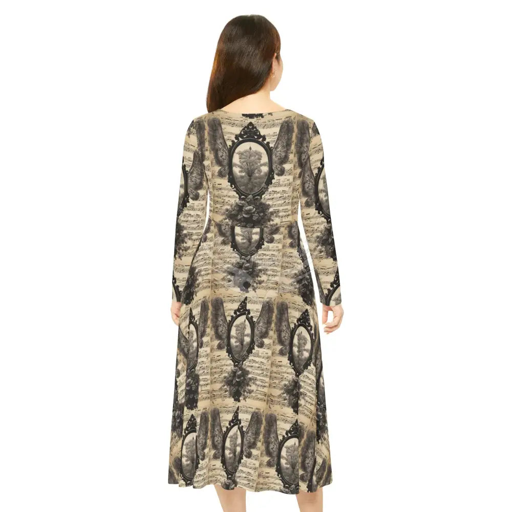 Vintage Sheet Music Wallpaper Print Dress – Women’s Long Sleeve AOP L All Over Prints