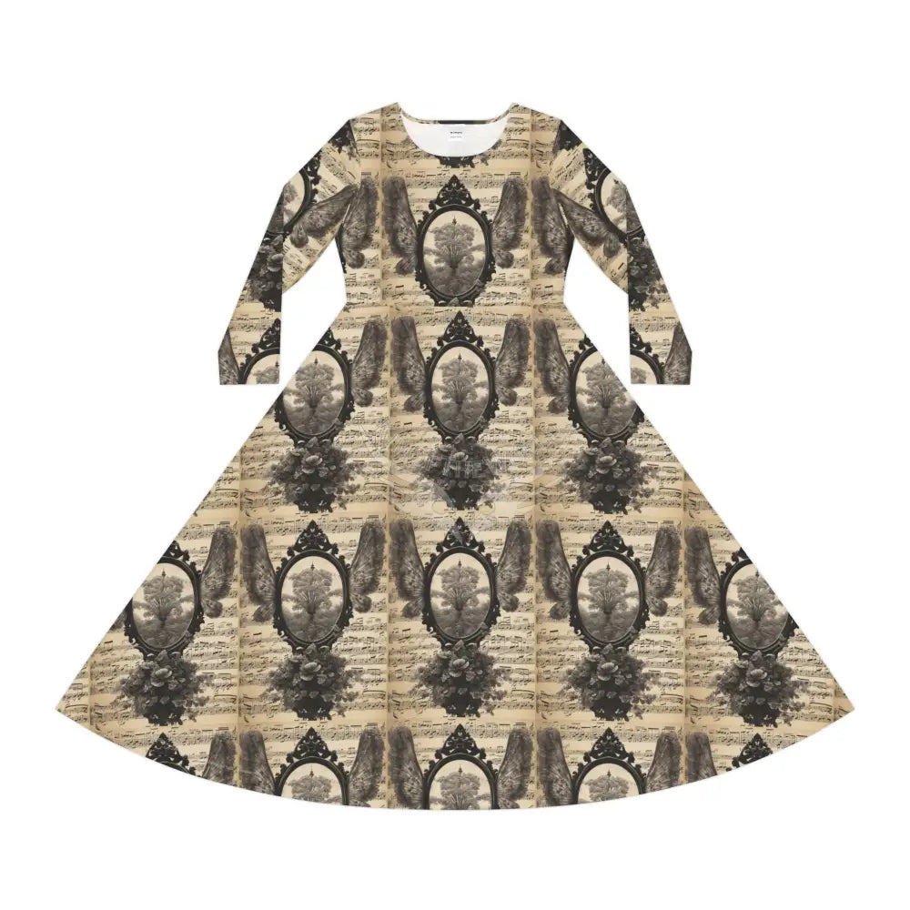 Vintage Sheet Music Wallpaper Print Dress – Women’s Long Sleeve AOP L All Over Prints