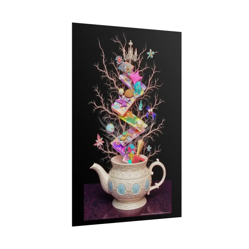 Vintage Stacked Magic Tea Pot Poster Set — Rolled Posters with Quaint Layered Charm Poster