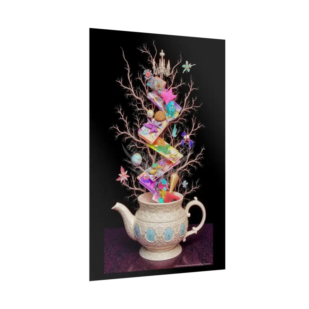 Vintage Stacked Magic Tea Pot Poster Set — Rolled Posters with Quaint Layered Charm Poster