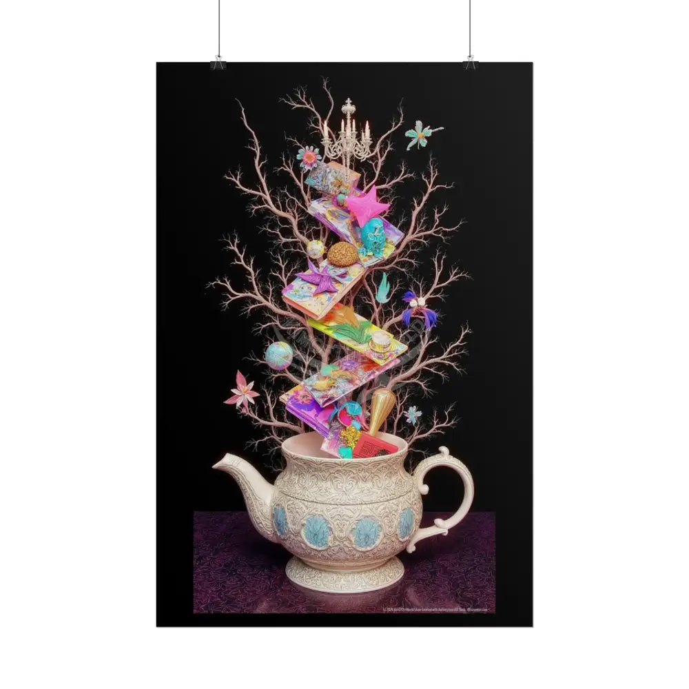 Vintage Stacked Magic Tea Pot Poster Set — Rolled Posters with Quaint Layered Charm Poster