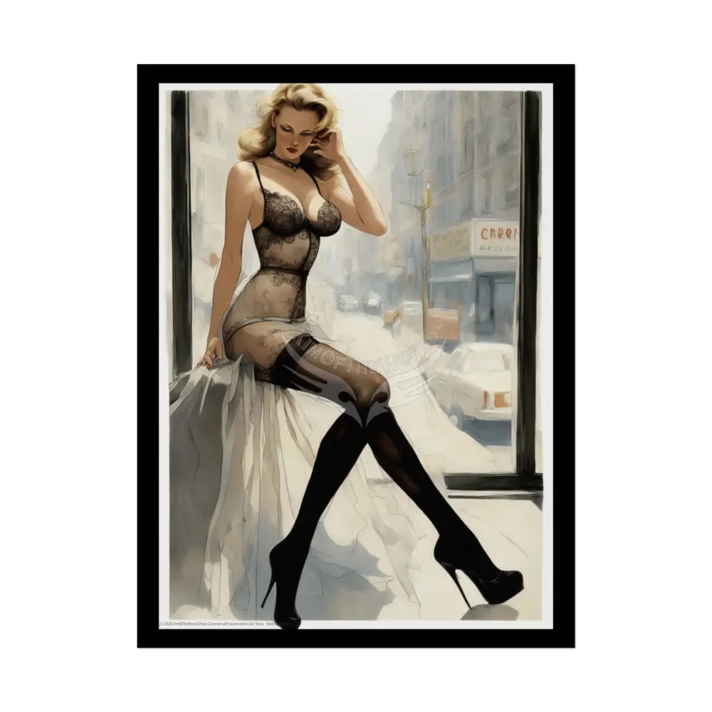 Vintage Street Fashion Girl Rolled Posters — Subtle Girl Wall Art 18″ x 24″ (Vertical) / Semi Glossy Poster