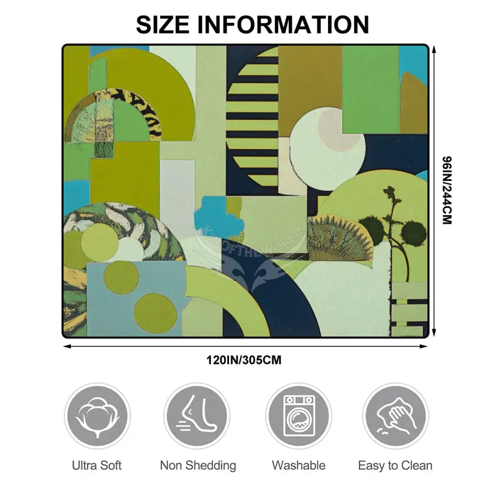 Vintage Style Abstract Green Large Area Rug Floor Carpet (5:4) 120’’x96’’ Rugs & Mats