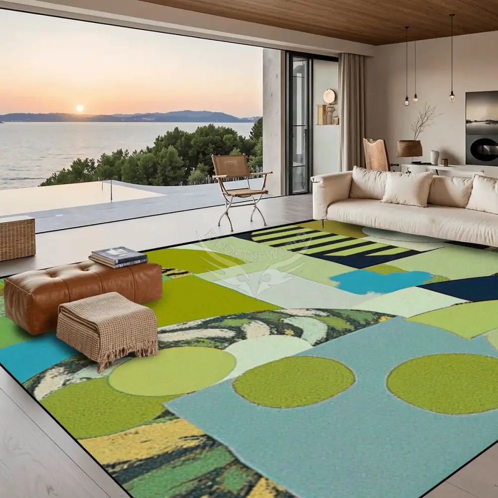Vintage Style Abstract Green Large Area Rug Floor Carpet (5:4) 120’’x96’’ Rugs & Mats