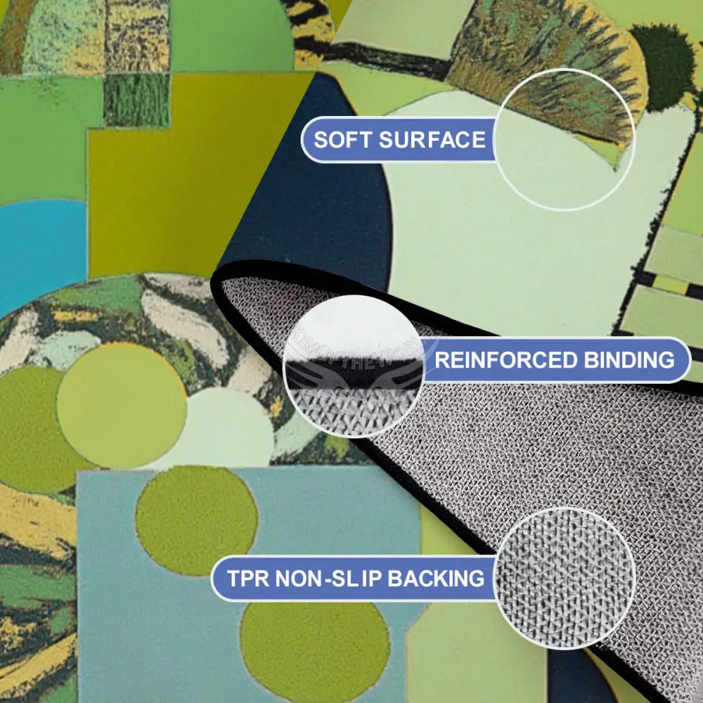 Vintage Style Abstract Greens Large Area Rug Floor Carpet - 12ft x 10ft - (Ratio 4:3) 144’’x108’’ Rugs & Mats