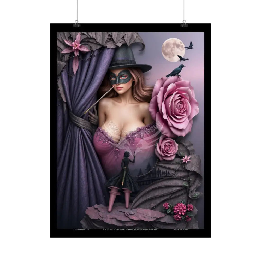 Weird 3D Steampunk Cottage Eyemask Magician Girl Power Art Print - Rolled Poster Poster