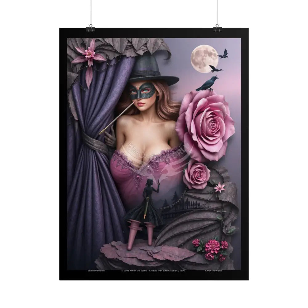 Weird 3D Steampunk Cottage Eyemask Magician Girl Power Art Print - Rolled Poster Poster
