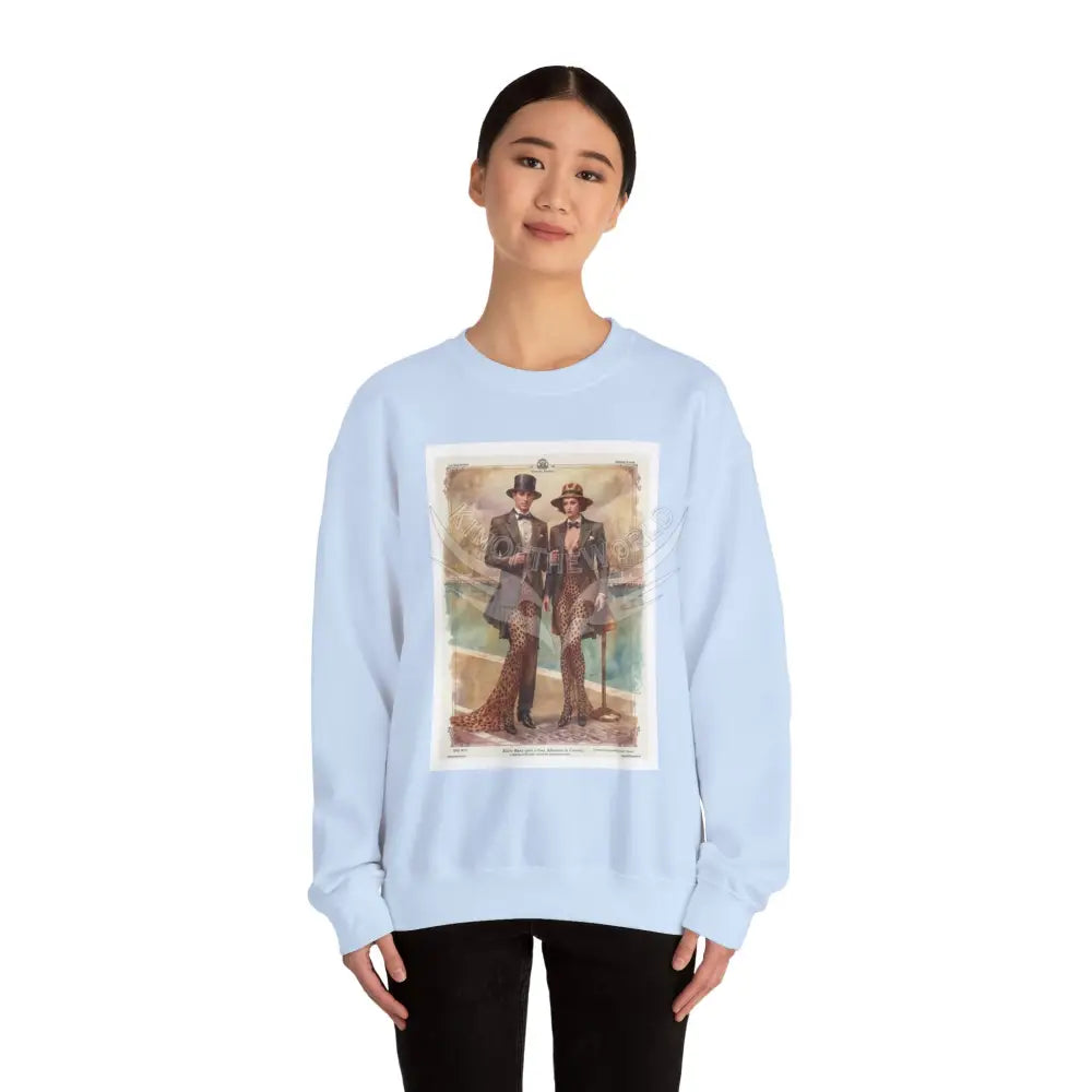 Weird Anime Cosplay Characters Leopard Print Fantasy Signature Design Sweatshirt — Tall Giantess Fetish Art Crewneck