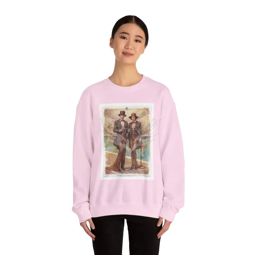 Weird Anime Cosplay Characters Leopard Print Fantasy Signature Design Sweatshirt — Tall Giantess Fetish Art Crewneck