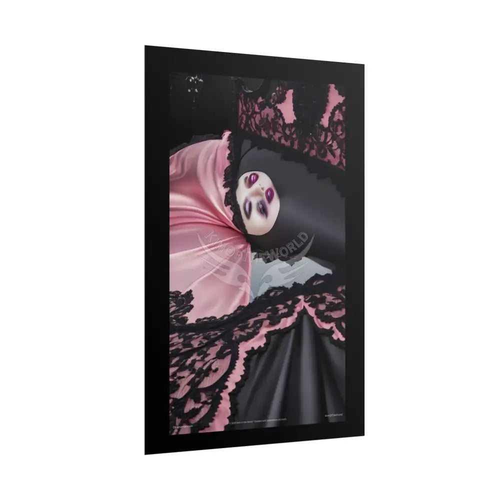 Weird Art Satin Black & Pink Fashion Lady Poster Print Set Pcs — Luxury Iridescent Wall Art for Bedroom and Fashion
