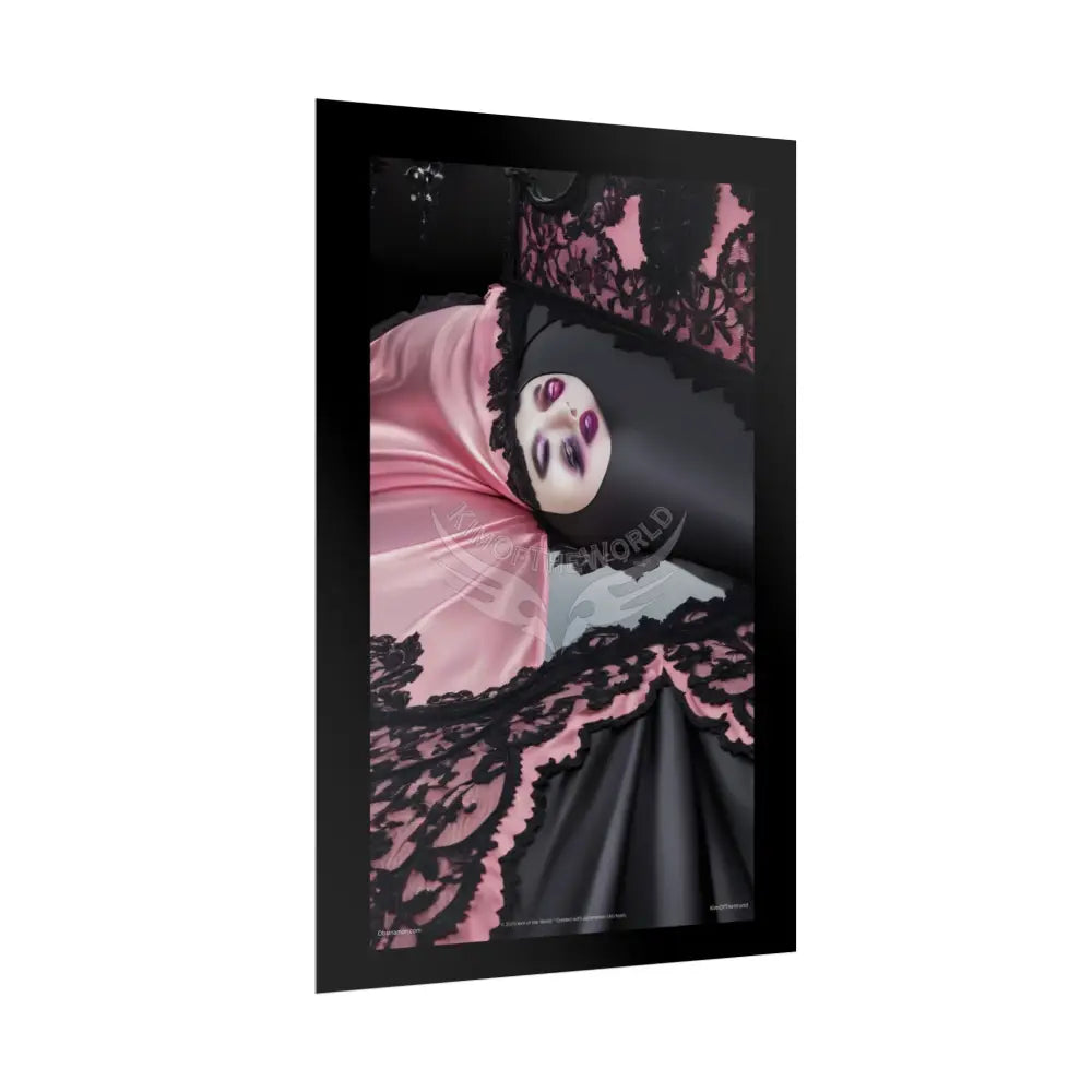 Weird Art Satin Black & Pink Fashion Lady Poster Print Set Pcs — Luxury Iridescent Wall Art for Bedroom and Fashion