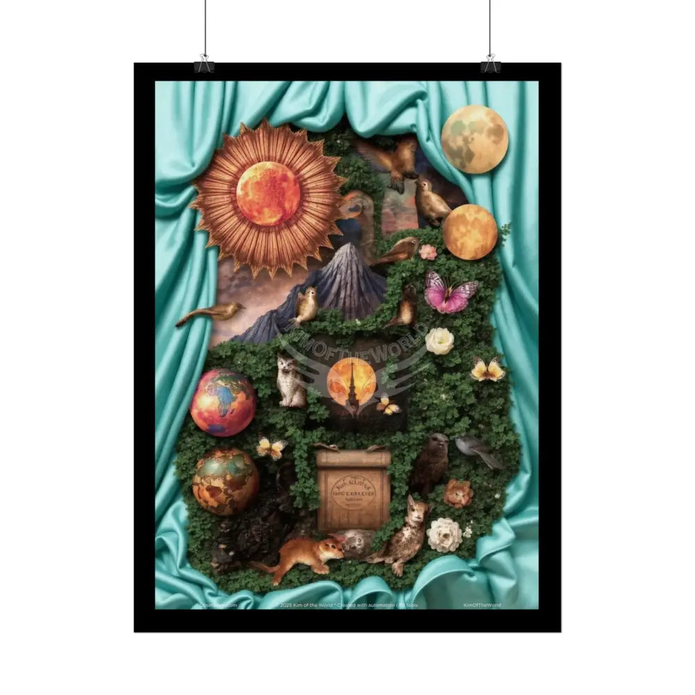 Weird Celestial Gothic Magic Mashup Floral Art Poster — Surreal Blender Sculpture Print Poster