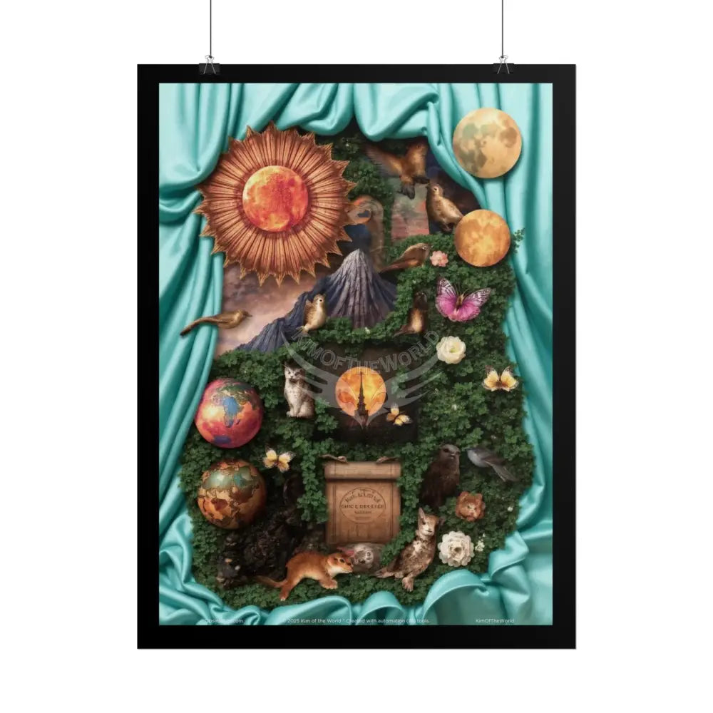 Weird Celestial Gothic Magic Mashup Floral Art Poster — Surreal Blender Sculpture Print Poster