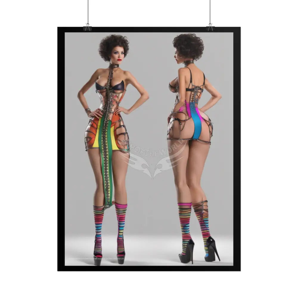 Weird Cute Colorful Girl Rolled Posters — Sexy Seductive Wall Art Hot BBW AI Girlfriend Poster