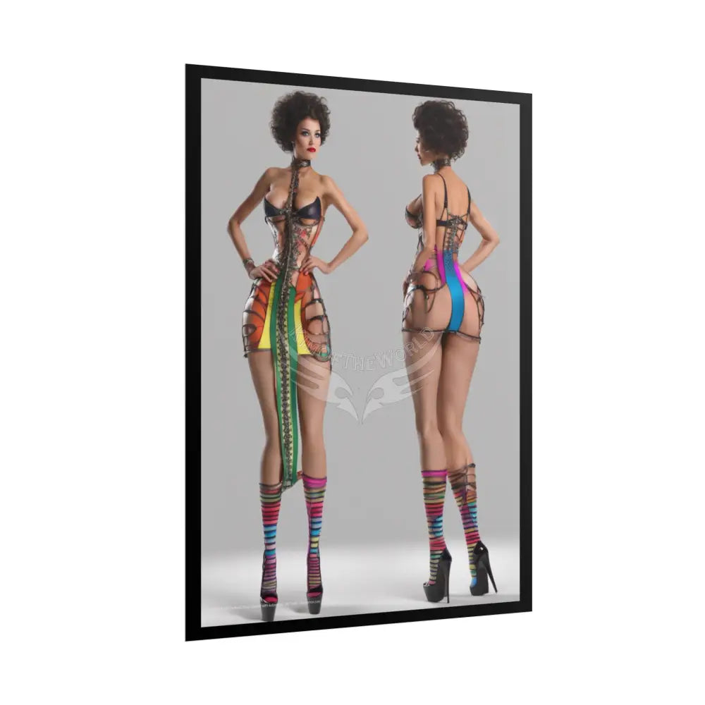 Weird Cute Colorful Girl Rolled Posters — Sexy Seductive Wall Art Hot BBW AI Girlfriend Poster