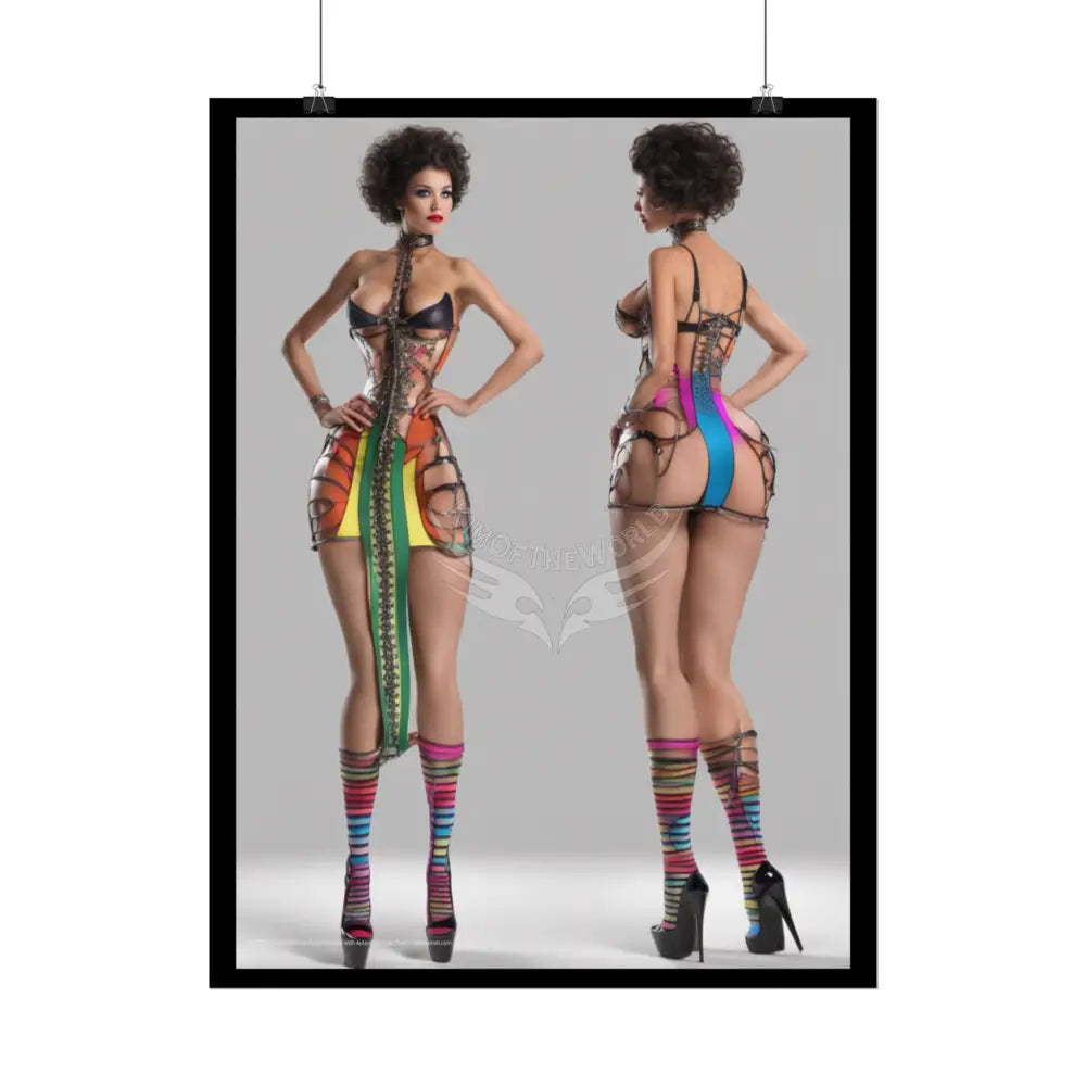 Weird Cute Colorful Girl Rolled Posters — Sexy Seductive Wall Art Hot BBW AI Girlfriend Poster