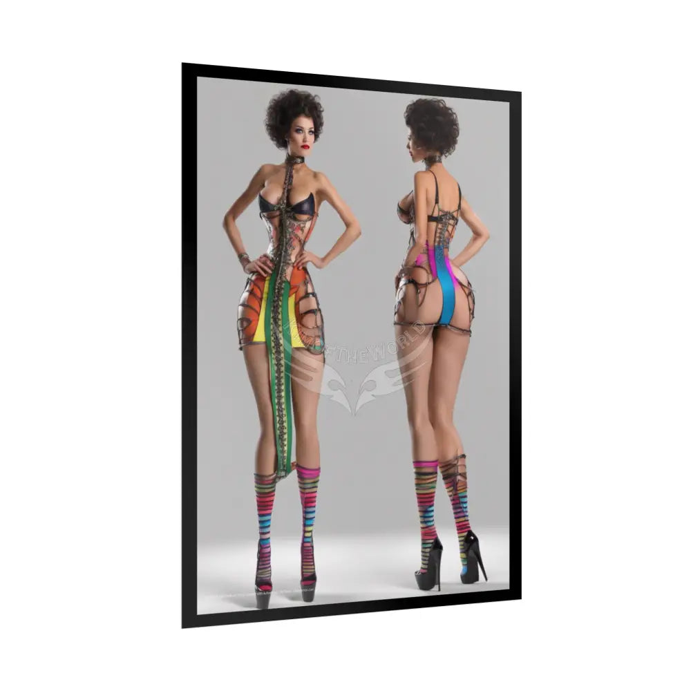 Weird Cute Colorful Girl Rolled Posters — Sexy Seductive Wall Art Hot BBW AI Girlfriend Poster