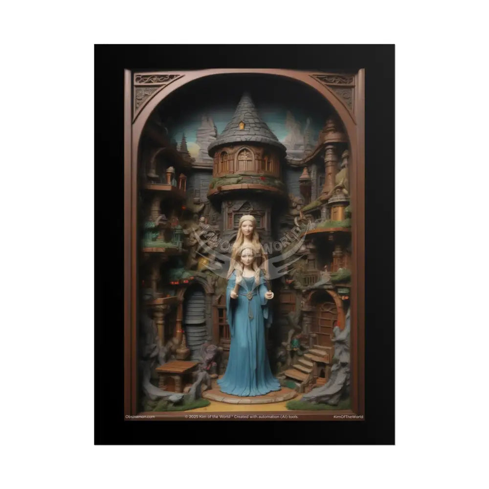 WEIRD Dollhouse Diorama Gothic Miniature Floral Castle with Giantess Art Print Poster Small 18″ x 24″ (Vertical)