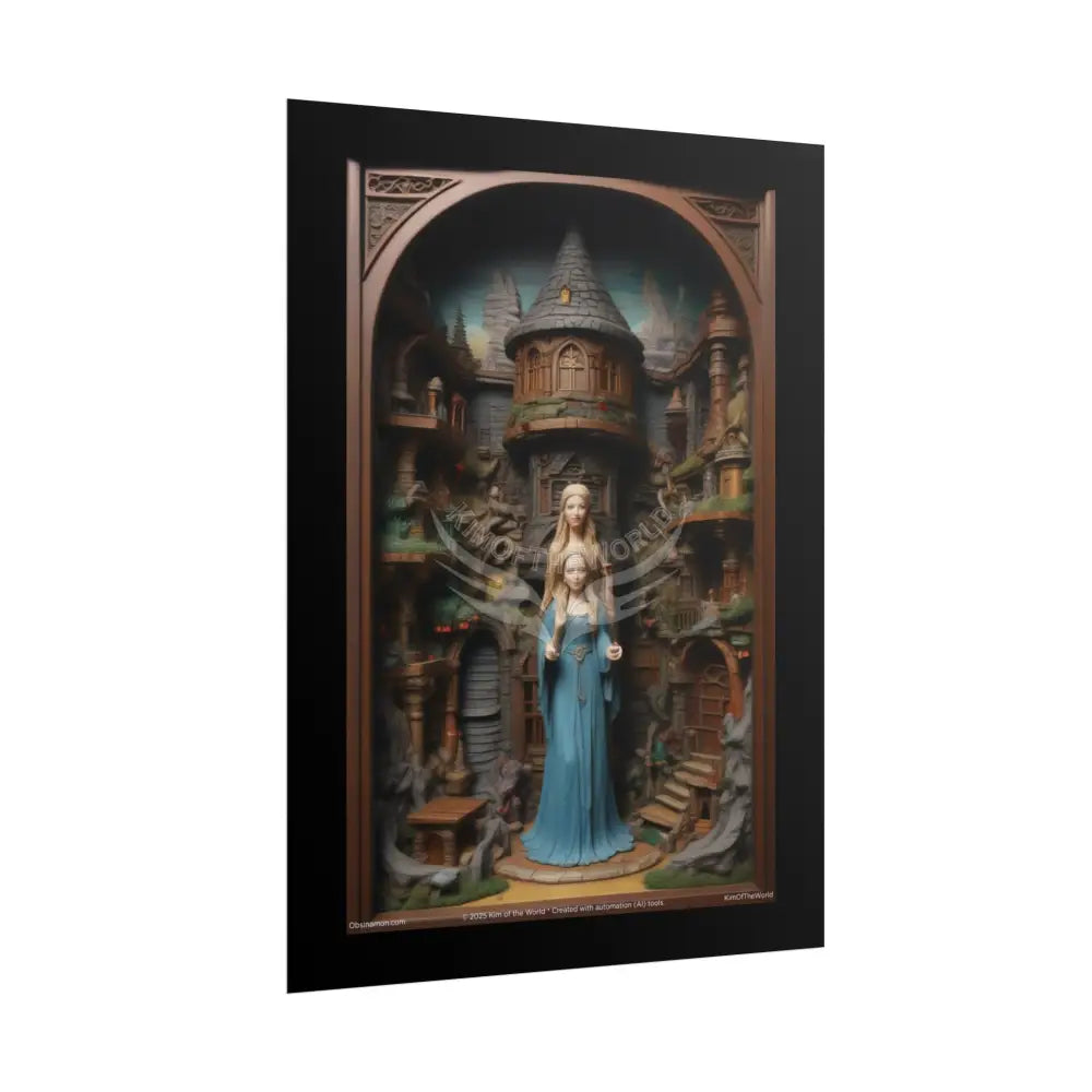 WEIRD Dollhouse Diorama Gothic Miniature Floral Castle with Giantess Art Print Poster Small Poster