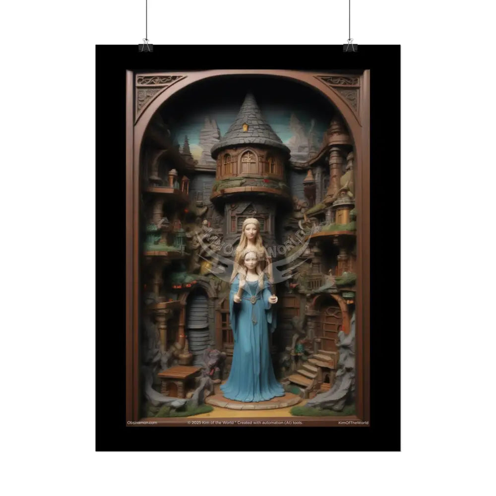 WEIRD Dollhouse Diorama Gothic Miniature Floral Castle with Giantess Art Print Poster Small Poster
