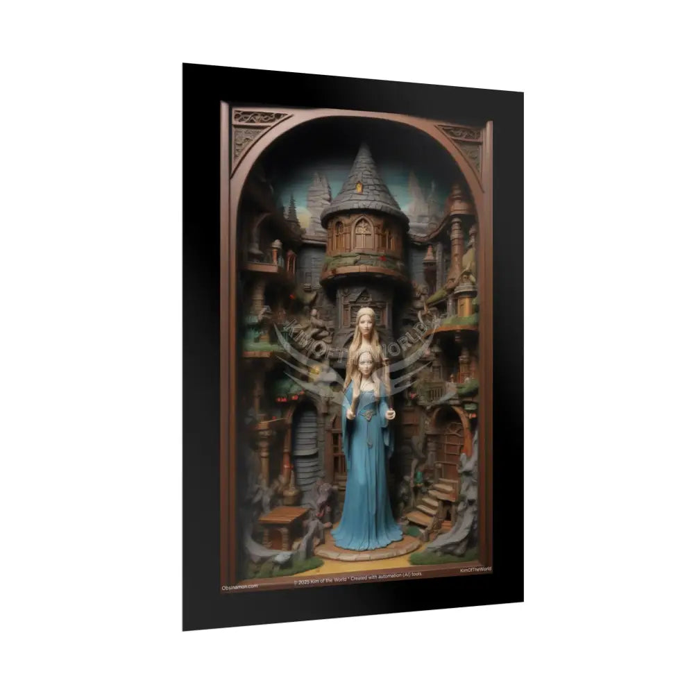 WEIRD Dollhouse Diorama Gothic Miniature Floral Castle with Giantess Art Print Poster Small Poster