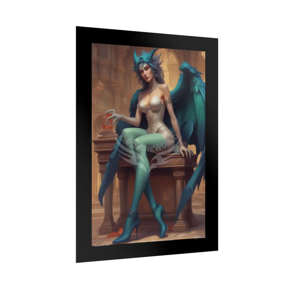 Weird Dragon Ladies Renaissance Poster — Naughty Strange Weirdcore Art Print Poster