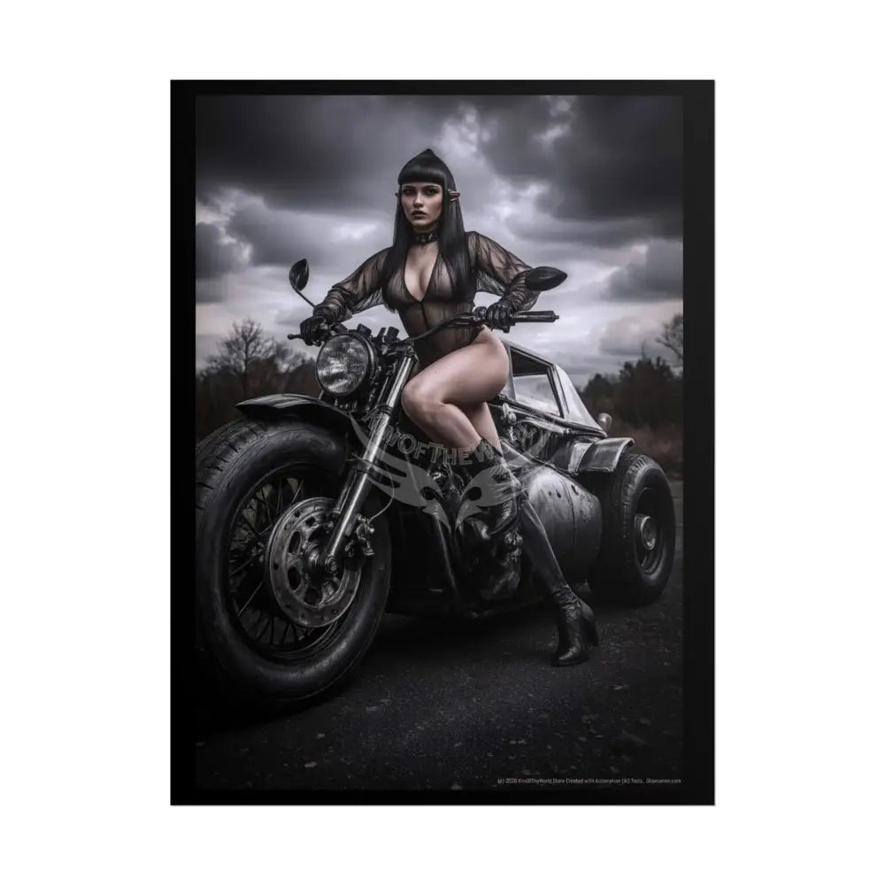 Weird Empowered Goth Girl Steampunk Women Retro Art Poster — Rolled Poster 18″ x 24″ (Vertical) / Matte Poster