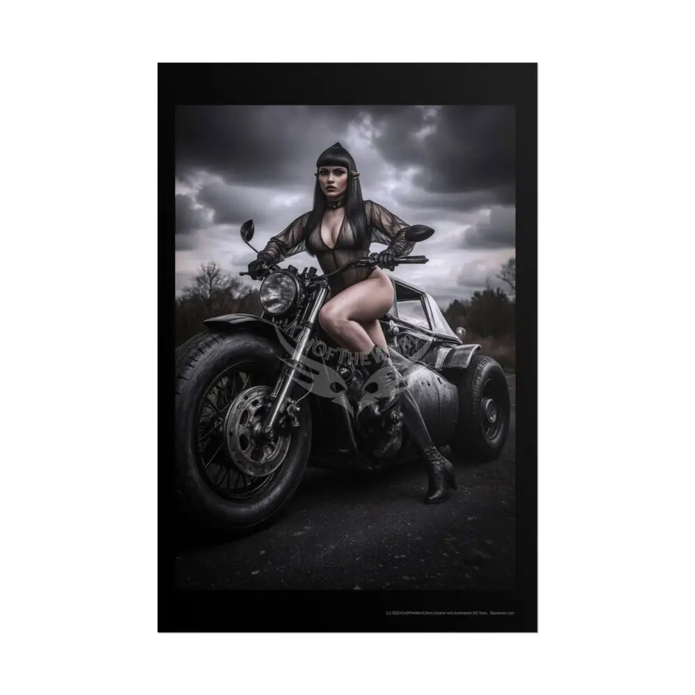 Weird Empowered Goth Girl Steampunk Women Retro Art Poster — Rolled Poster 20″ x 30″ (Vertical) / Matte Poster