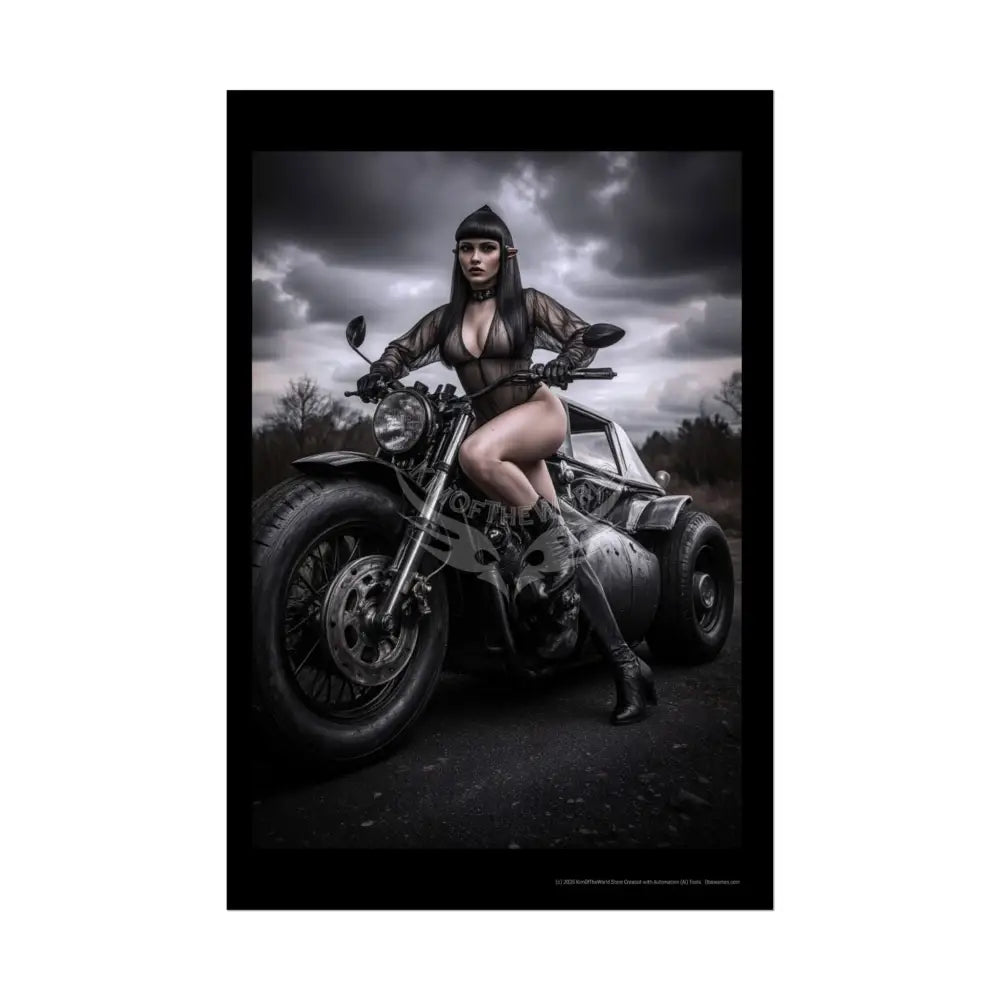 Weird Empowered Goth Girl Steampunk Women Retro Art Poster — Rolled Poster 20″ x 30″ (Vertical) / Semi Glossy Poster